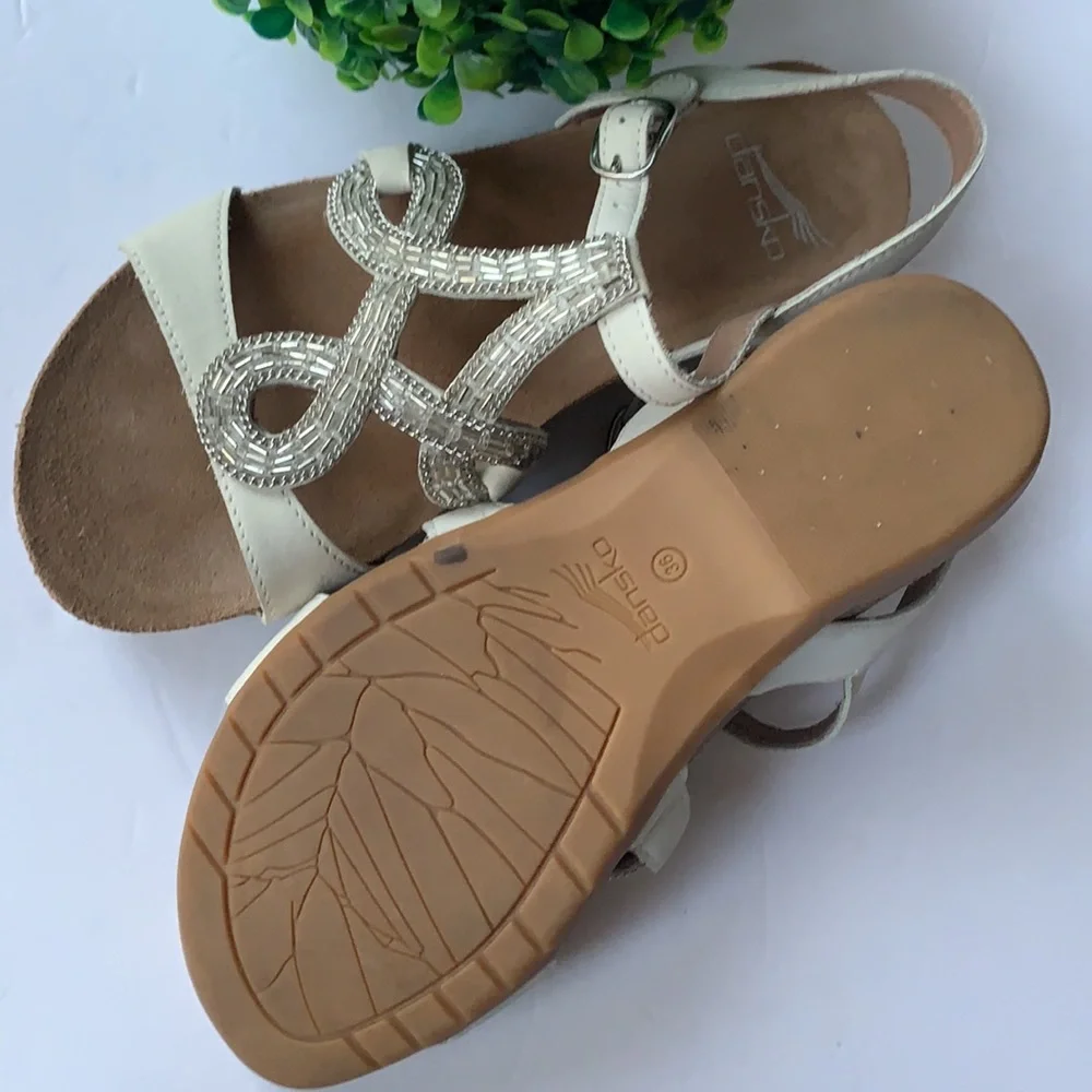 Dansko Reeta Nubuck Leather Beaded Sandals 36